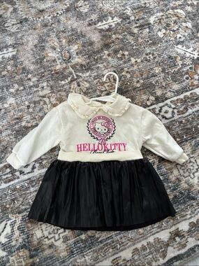 Hello Kitty Cream, Black and Pink Ruffle-Collar Dress for Kids